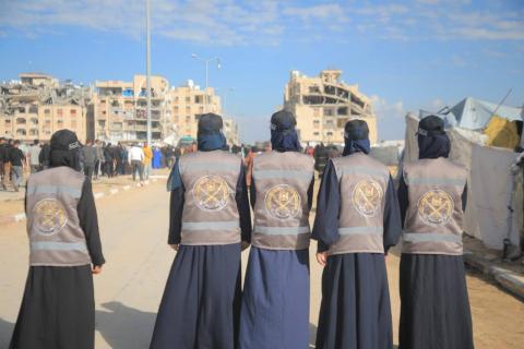 شرطة خانيونس تؤمن إقامة حفل زفاف جماعي بمدينة حمد