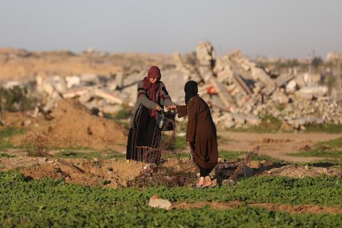 يمارس الفلسطينيون النازحون حياتهم اليومية في مخيم النصيرات بوسط قطاع غزة، في آخر يوم من عام 2025، في 31 ديسمبر/كانون الأول 2025، وسط ظروف إنسانية صعبة فرضها استمرار النزوح ونقص الاحتياجات الأساسية. صورة: رمزي أبو عامر