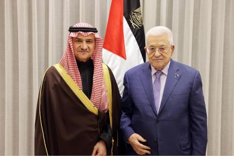 استقبل الرئيس الفلسطيني محمود عباس أوراق اعتماد سفير المملكة العربية السعودية لدى دولة فلسطين. عمّان، الأردن، 9 فبراير/شباط 2026. تصوير: ثائر غنايم