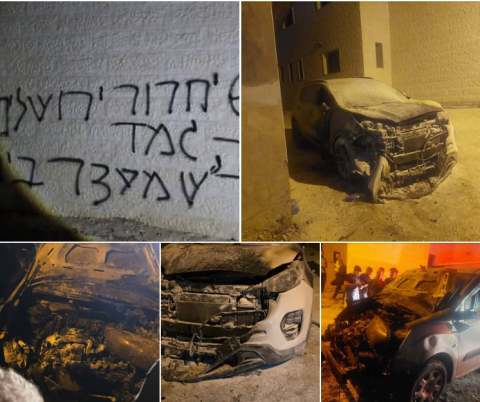 مستعمرون يحرقون مسجدا ومركبتين في جيبيا شمال غرب رام الله.png