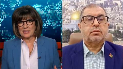 تحدثت كريستيان أمانبور، كبيرة المذيعين الدوليين في شبكة CNN، مع عضو المكتب السياسي لحركة حماس باسم نعيم.jpg