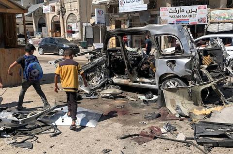 سيارة محطمة في حي تل الهوى بمدينة غزة، قطاع غزة، بتاريخ 13 سبتمبر/أيلول 2026، بعد غارة جوية إسرائيلية استهدفتها.(صورة: محمد صالحة)