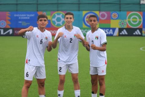 المنتخب الفلسطيني تحت 15 عاماً — صورة نشرها الاتحاد الفلسطيني لكرة القدم مع بيان التأهل في باكو، 28 أكتوبر 2026