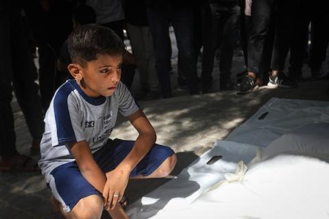 ودّع المشيّعون جثامين خمسة فلسطينيين في مدينة غزة في 30 سبتمبر/أيلول 2026. صورة من بلال أسامة
