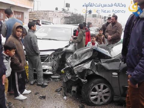 إصابة تسعة مواطنين في حادث سير جنوب نابلس