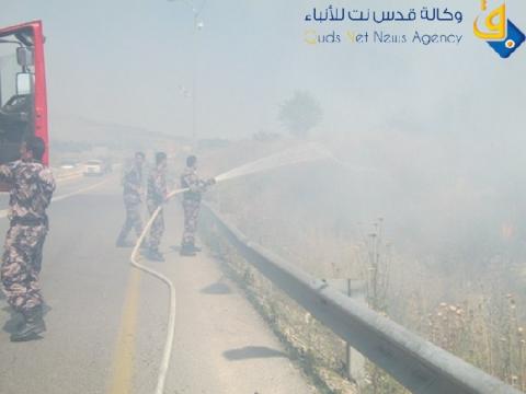 حريق يمتد لعشرات أشجار البلوط والحرجية قرب بيتلو غرب رام الله