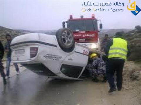 خمسة إصابات في حادث إنقلاب مركبة شرق قلقيلية