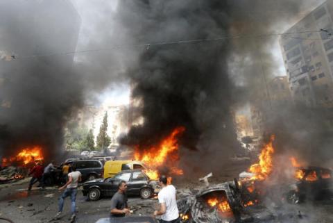 لبنان: قتيلان و38 جريحا في تفجير انتحاري مزدوج بالضاحية الجنوبية لبيروت