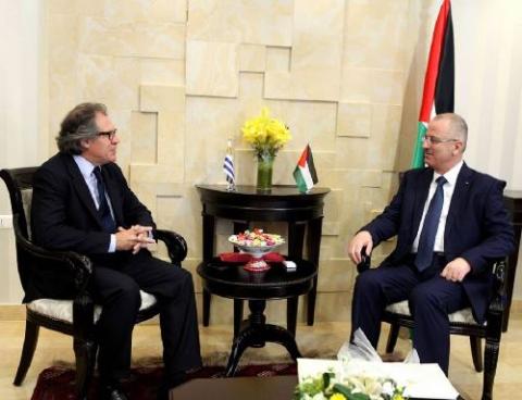 الحمد الله يطلع وزير خارجية الاوروغواي على الأوضاع في فلسطين