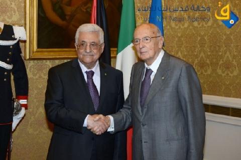 الرئيس عباس يجتمع مع نظيره الإيطالي