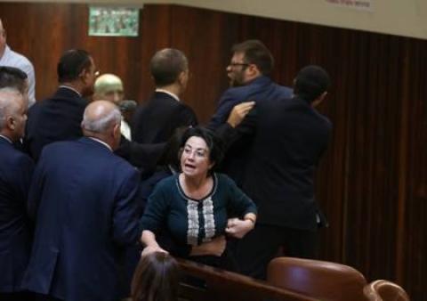 صور.. اشتباك في الكنيست بين زعبي والمتطرف حازان