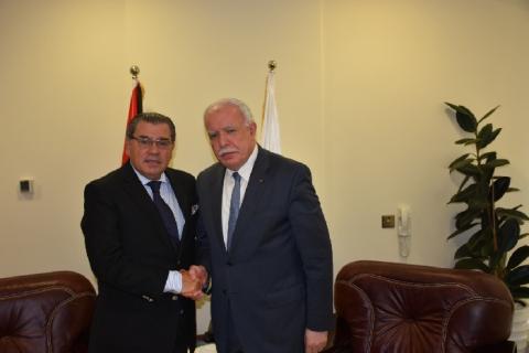 المالكي يودع سفير جمهورية الأوروغواي الشرقية بمناسبة انتهاء مهامه لدى فلسطين