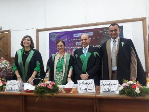 عميد كلية الإعلام  بجامعة الأقصى يشارك بمناقشة رسالة دكتوراة بالقاهرة