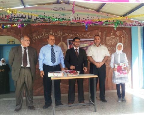 بحضور د.سهيل المشهراوي :الاحتفال بانطلاقة المبادرة في مدرسة بنات خان يونس الإعدادية