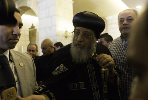 وصول البابا تواضيروس بابا كنيسه الاقباط في مصر للقدس . تصوير: عفيف عميرة