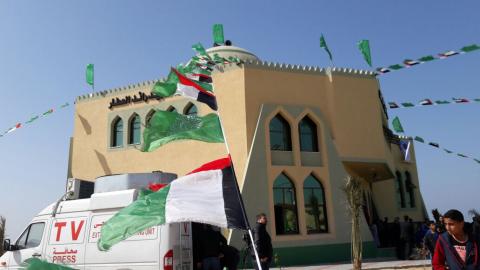 افتتاح مسجد الشهيد العطار في رفح بحضور قادة حركة حماس