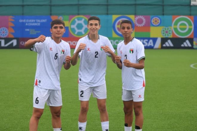 المنتخب الفلسطيني تحت 15 عاماً — صورة نشرها الاتحاد الفلسطيني لكرة القدم مع بيان التأهل في باكو، 28 أكتوبر 2026