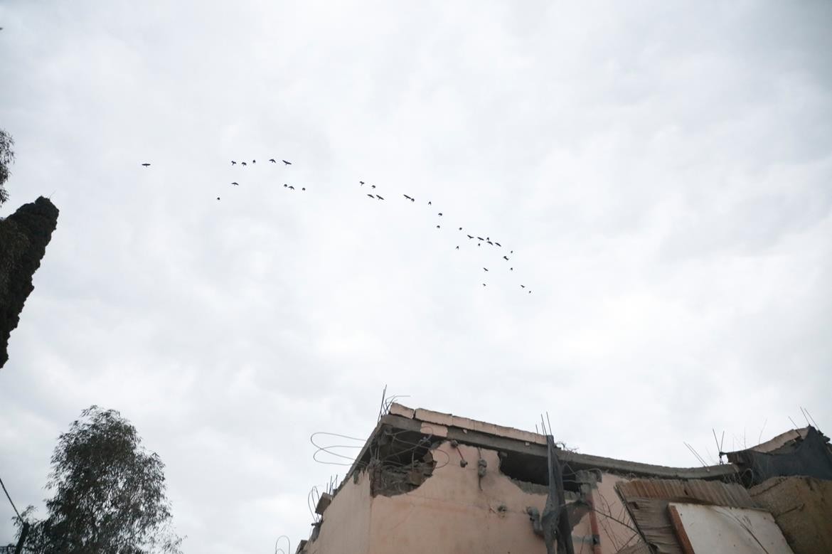 مواطنون يتفقدون منزل الاسير محمود جرادات الذي فجره جيش الاحتلال الاسرائيلي في السيلة الحارثية