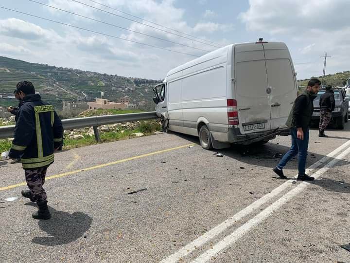 حادث سير قرب جسر مادما جنوب نابلس