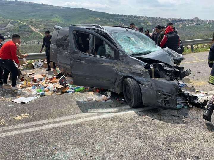 حادث سير قرب جسر مادما جنوب نابلس