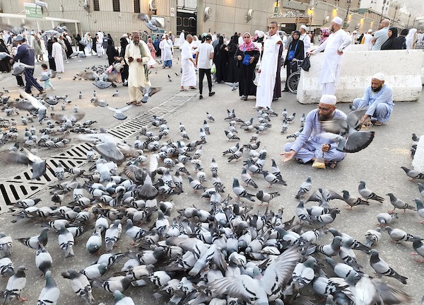 حجاج يتجولون في ساحات الحرم المكي مع بداية موسم الحج في مكة المكرمة.jpg