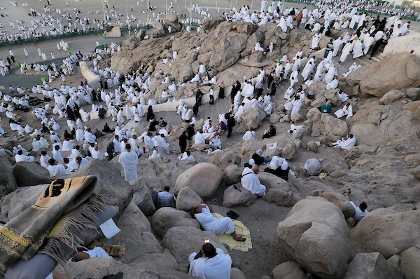 الحجاج المسلمون يقفون على جبل عرفات لأداء مناسبك الحج في مدينة مكة المكرمة 22.jpg