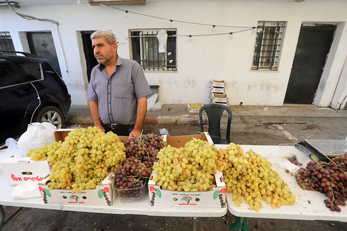بائعون فلسطينيون يبيعون العنب في سوق للعنب في مدينة رام الله بالضفة الغربية 33.jpg