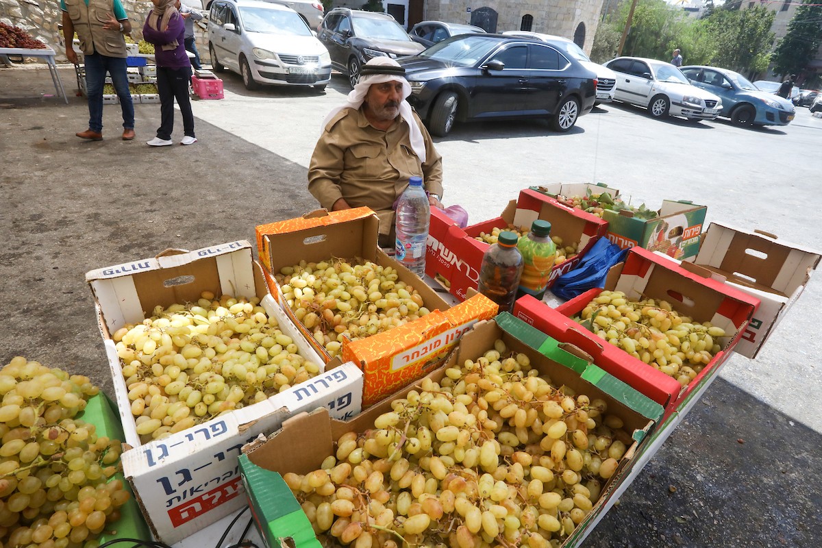 بائعون فلسطينيون يبيعون العنب في سوق للعنب في مدينة رام الله بالضفة الغربية 16.jpg