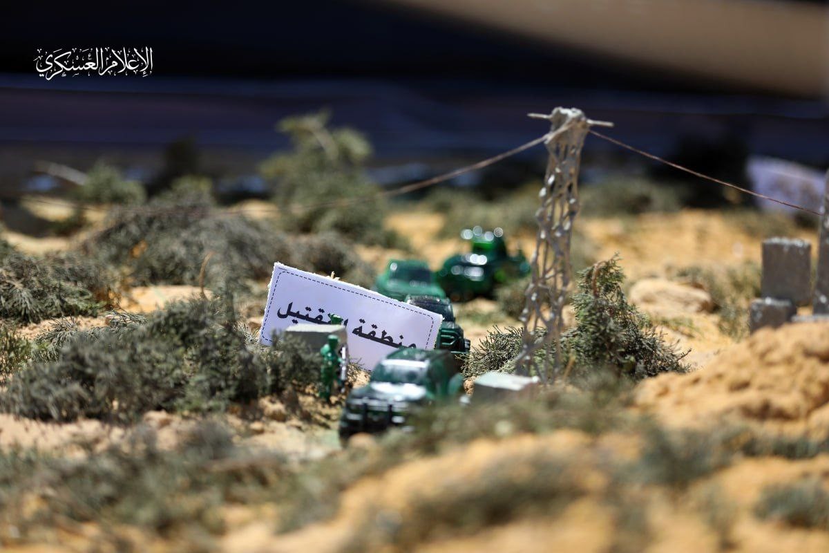 تجسيد موقع عملية أبو مطيبق وخسائر العدو والأسلحة التي اغتنمها مجاهدو القسام خلال العملية 1.jpg