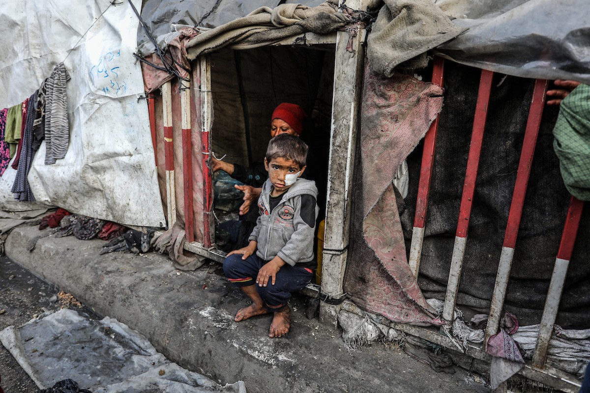 عائلات فلسطينية في خيام النازحين بمدينة رفح جنوب قطاع غزة
