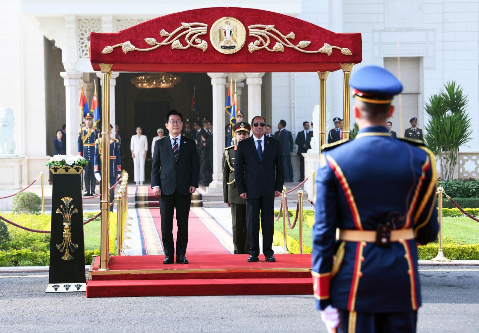 الرئيس عبد الفتاح السيسي خلال استقباله نظيره الكوري الجنوبي لي جاي ميونج