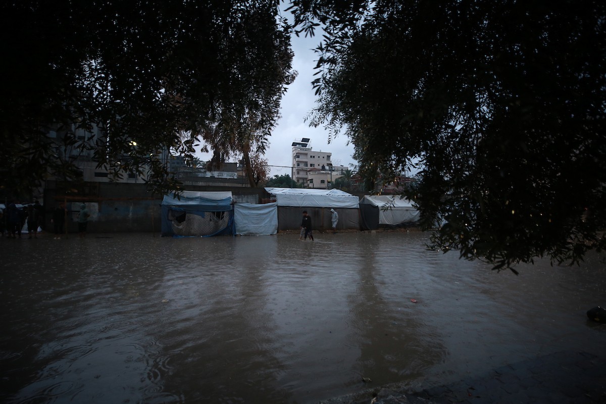 النازحون الفلسطينيون يواجهون برداً قارساً في الخيام بمدينة غزة، 15 ديسمبر/كانون الأول 2025. تصوير: عمر أشتوي