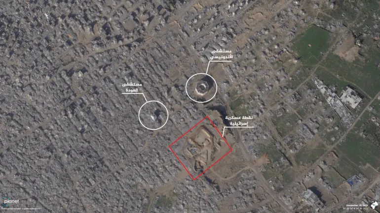 صور أقمار صناعية تظهر محو أحياء كاملة بمحيط مستشفيي الإندونيسي والعودة شمال غزة (الجزيرة).webp