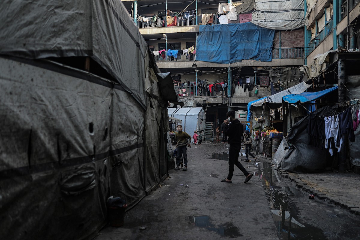 يعيش الفلسطينيون النازحون في خيام وملاجئ مؤقتة في مدارس الأونروا بعد أن دمرت الغارات الجوية الإسرائيلية منازلهم. وتمنعهم القيود التي يفرضها 