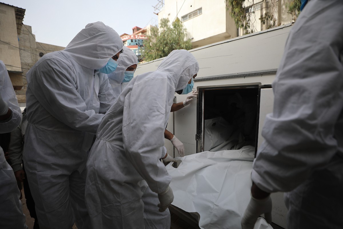تُجري إدارة الطب الشرعي والأدلة الجنائية بوزارة العدل فحوصاتٍ لخمس عشرة جثة فلسطينية بمستشفى الشفاء في مدينة غزة، لمحاولة التعرف عليها، 30 يناير/كانون الثاني 2026. صورة: عمر أشتوي