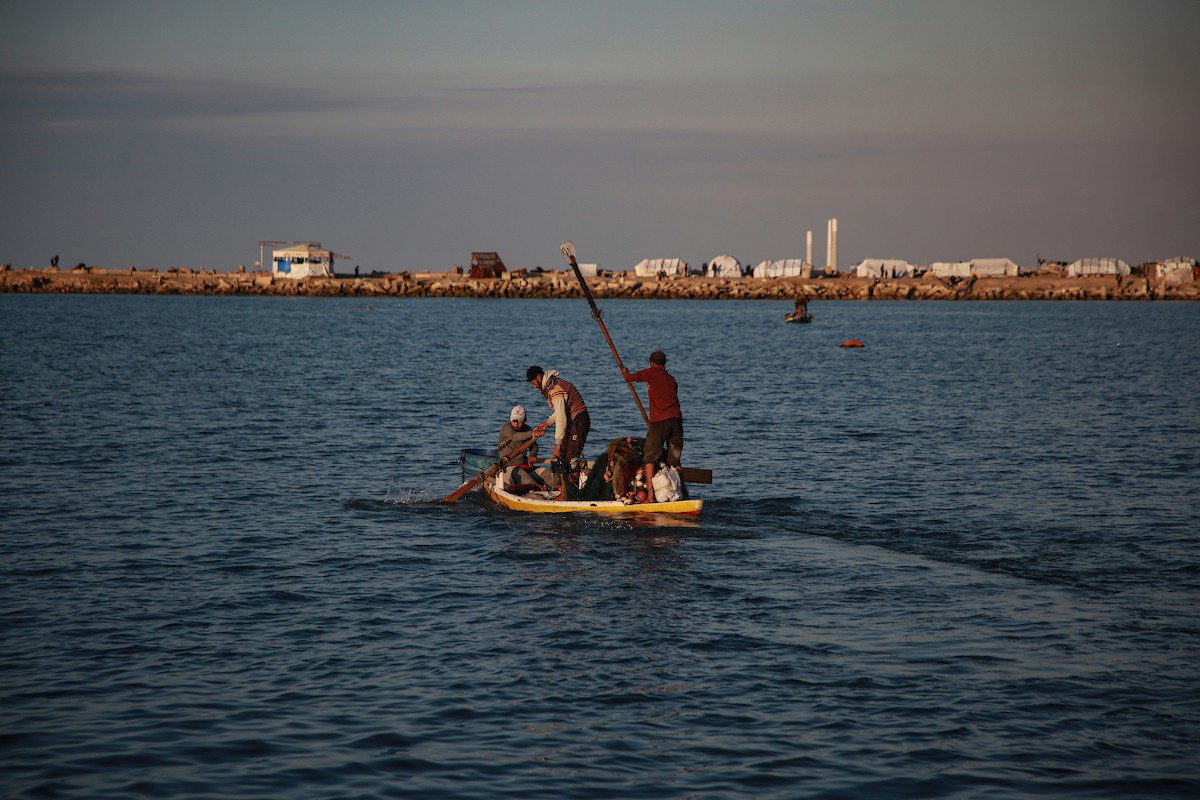 يقضي الفلسطينيون أوقاتهم على شاطئ البحر عند غروب الشمس في مدينة غزة، 16 يناير/كانون الثاني 2026. تصوير: عمر أشتوي