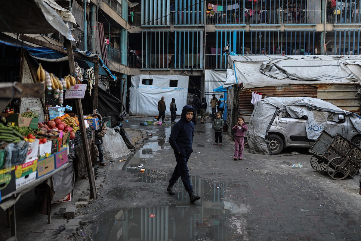 يعيش الفلسطينيون النازحون في خيام وملاجئ مؤقتة في مدارس الأونروا بعد أن دمرت الغارات الجوية الإسرائيلية منازلهم. وتمنعهم القيود التي يفرضها 