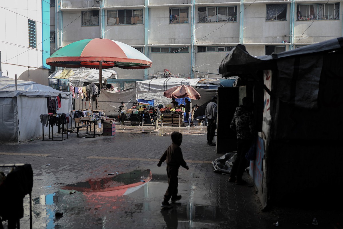 يعيش الفلسطينيون النازحون في خيام وملاجئ مؤقتة في مدارس الأونروا بعد أن دمرت الغارات الجوية الإسرائيلية منازلهم. وتمنعهم القيود التي يفرضها 