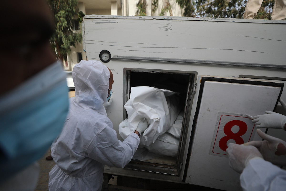 تُجري إدارة الطب الشرعي والأدلة الجنائية بوزارة العدل فحوصاتٍ لخمس عشرة جثة فلسطينية بمستشفى الشفاء في مدينة غزة، لمحاولة التعرف عليها، 30 يناير/كانون الثاني 2026. صورة: عمر أشتوي