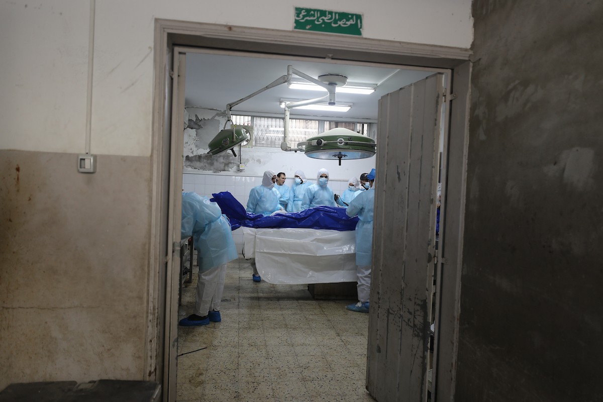 تُجري إدارة الطب الشرعي والأدلة الجنائية بوزارة العدل فحوصاتٍ لخمس عشرة جثة فلسطينية بمستشفى الشفاء في مدينة غزة، لمحاولة التعرف عليها، 30 يناير/كانون الثاني 2026. صورة: عمر أشتوي