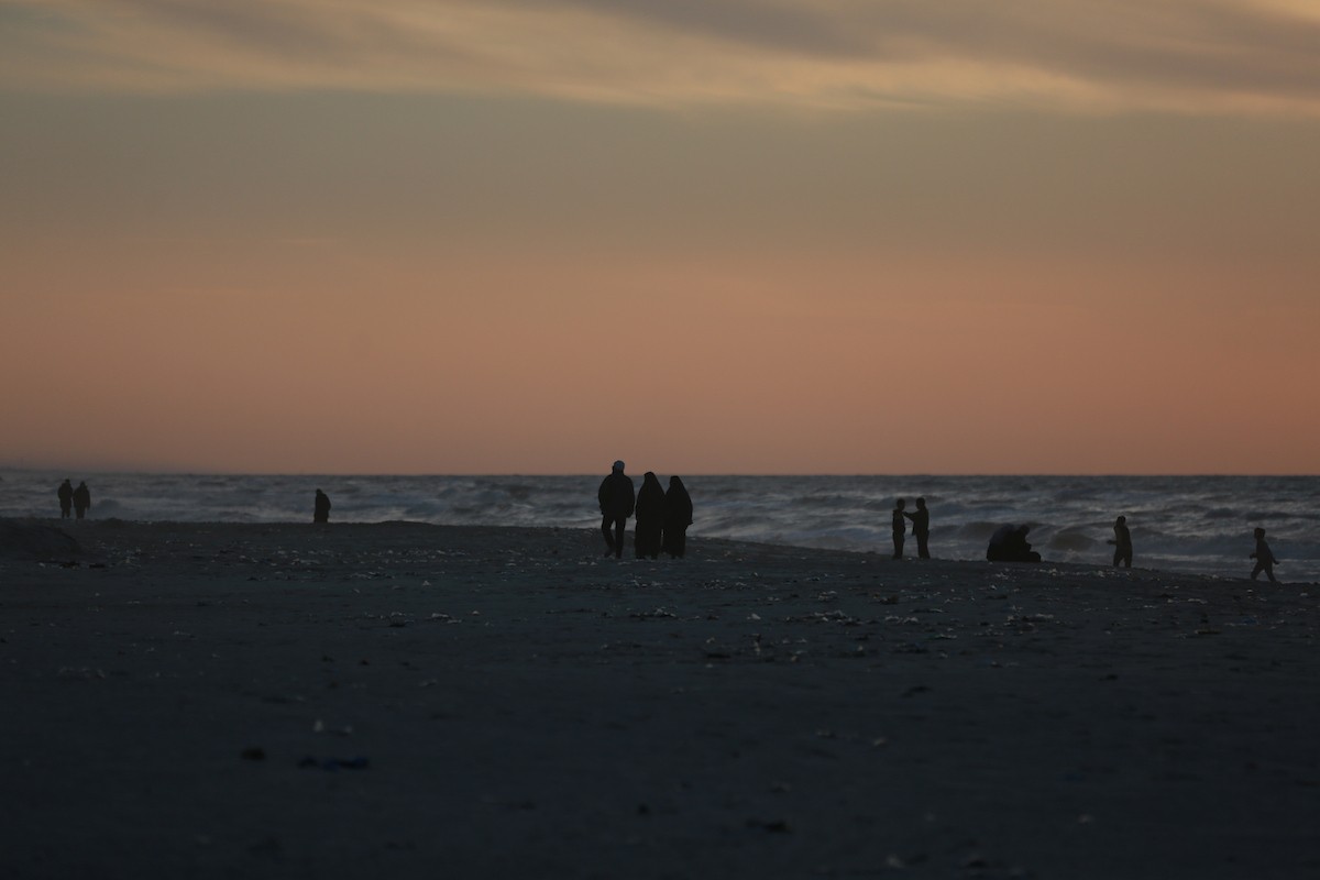 فلسطينيون يودعون عام 2025 بكتابة 2026 على رمال شاطئ غزة، 31 ديسمبركانون الأول 2025. صورة عمر أشتوي