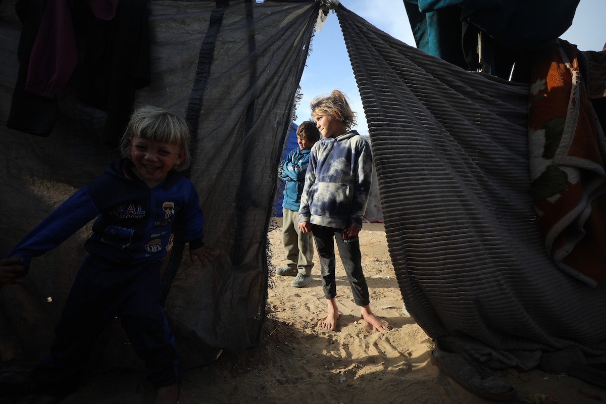 كفاح صبح (38 عامًا) فلسطينية، تكافح لإعالة أسرتها داخل خيمة ممزقة في مدينة غزة، وسط ظروف معيشية قاسية ونقص شبه تام في الضروريات الأساسية. 29 يناير/كانون الثاني 2026. تصوير: عمر أشتوي