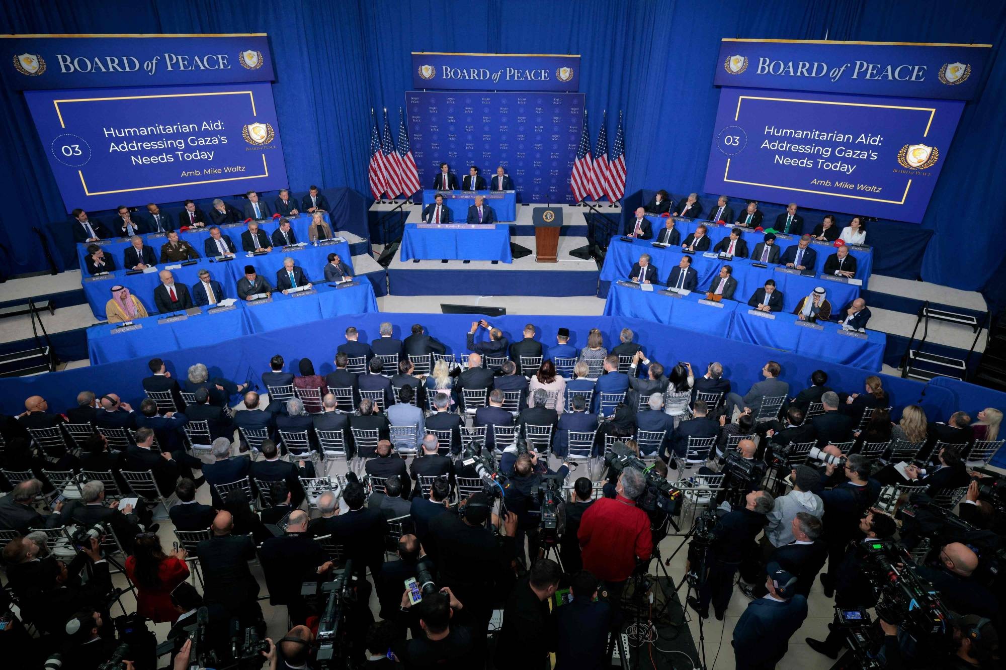 صورة شاملة لاجتماع «مجلس السلام» في واشنطن الخميس (أ.ف.ب).jpeg