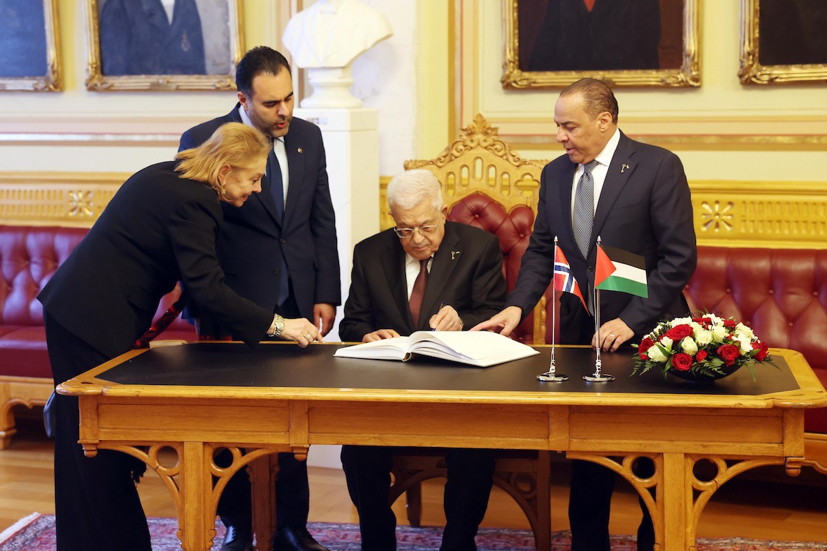 التقى الرئيس الفلسطيني محمود عباس برئيس البرلمان النرويجي في أوسلو، النرويج، في 11 فبراير/شباط 2026. (صورة: ثائر غنايم)