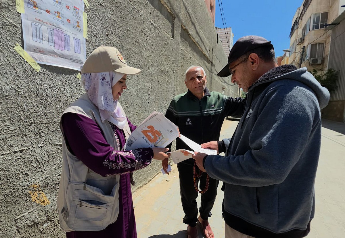 الحملة الانتخابية في مدينة دير البلح وسط قطاع غزة في 12 أبريل/نيسان 2026، ضمن الانتخابات المحلية المقرر إجراؤها في 25 أبريل/نيسان (صورة: أحمد إبراهيم)