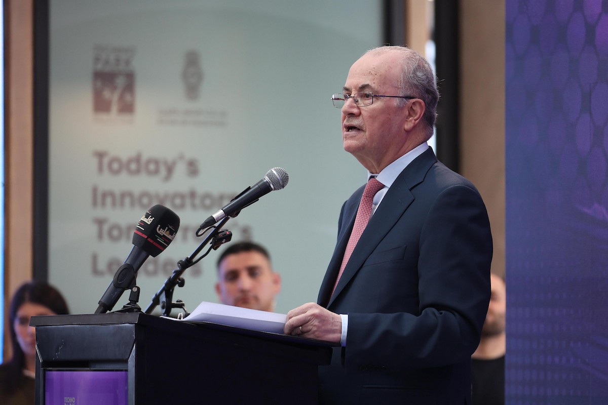 حضر رئيس الوزراء الفلسطيني محمد مصطفى افتتاح حديقة التكنولوجيا الفلسطينية وفعاليات أسبوع الذكاء الاصطناعي في فلسطين 2026 في بيرزيت، بالضفة الغربية، في 27 أبريل/نيسان 2026. (صورة من مكتب رئيس الوزراء)