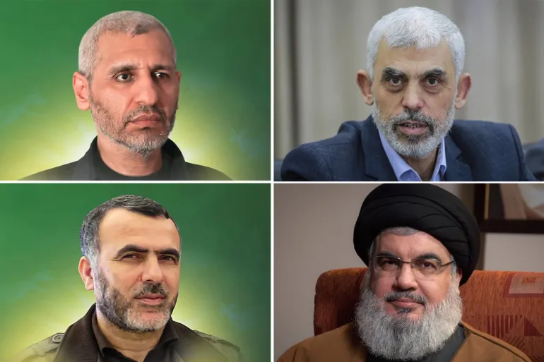 محمد الضيف، ويحيى السنوار، ومروان عيسى، وحسن نصر الله (وكالات).webp
