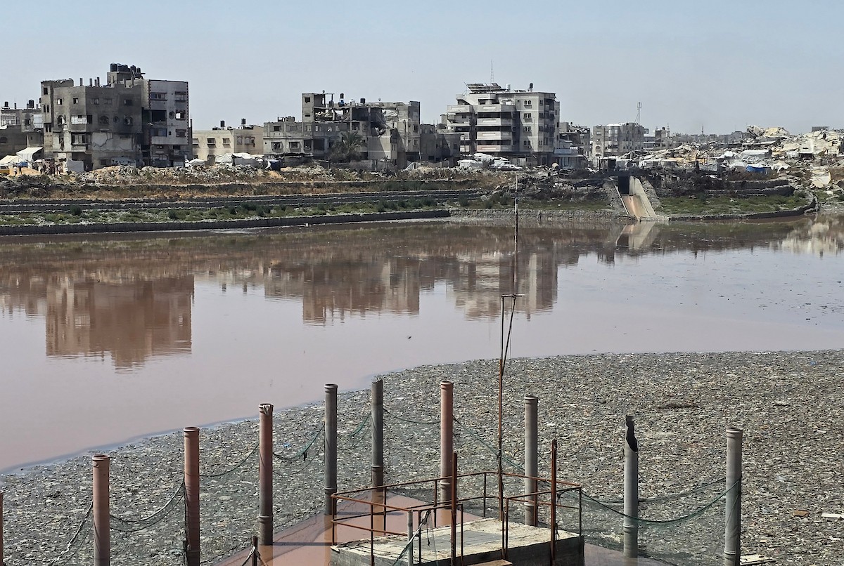 فرق ميدانية من بلدية غزة ترش مبيدات حشرية قرب بركة الشيخ رضوان شمال مدينة غزة، في 14 أيار/مايو 2026، ضمن حملة لمكافحة البعوض والحشرات الضارة بالتعاون مع مؤسسة الهدى التركية. تصوير: ميكائيل بهار.