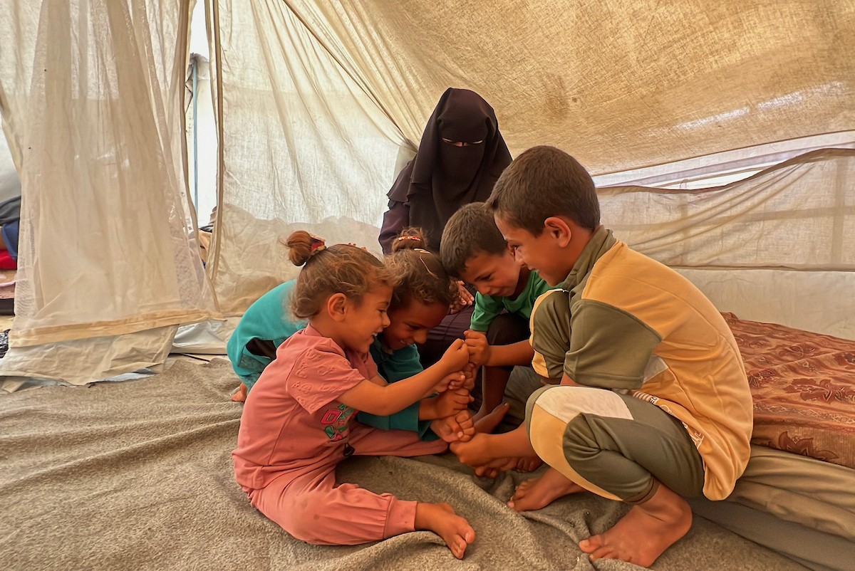 الطفل الفلسطيني مالك أبو نصر، 10 سنوات، يعمل بعربة نقل في دير البلح وسط قطاع غزة لإعالة والدته المريضة وإخوته الصغار، بعدما فقد والده في غارة إسرائيلية خلال الحرب، في 20 أيار/ مايو 2026. تصوير: يوسف أبو وطفة.
