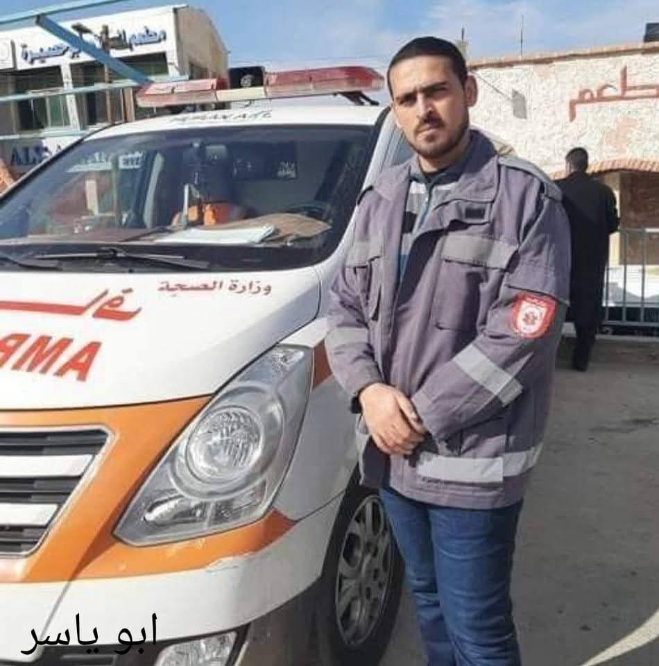 استشهاد المسعف في وزارة الصحة ميسرة الخواجا في قصف مركبة بمواصي خان يونس..jpg